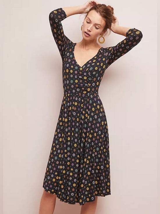 Anthropologie Dresses & Skirts - Anthropologie Maeve Archival Floral Dress Size Medium Swing Twee Work Office